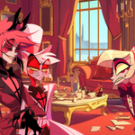 Episode-4: - Burn with Me of Permission To Touch, a Hazbin Hotel fanfiction comic. Charlie has another bonding exercise for Lucifer and Alastor