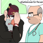 Episode-3: - Gravity Falls Don't you die on me CONTINUATION PART 2 of Gravity Falls: Don't you die on me comic, a Gravity Falls fanfiction comic. After Ford's vital signs are restored, the doctor informs Stanley that his brother is in critical condition and requires immediate life-saving surgery. Stanley fears that he may lose his brother at any moment. He decides to stay in the hospital until the surgery is completed. At the same time, a worried Courtney, along with Dipper, Mabel and Soos, try to find Stanley and Ford in the Mystery Shack, but they are nowhere to be found. The only thing that remains of them is a large blood stain in front of the entrance to the house and a monster killed in the bushes. Courtney fears that something bad has happened to them. Her fears are confirmed by a very disturbing phone call from Stanley. Friends decide to look for the missing twins in the hospital. Courtney hopes that they will find them safe there.